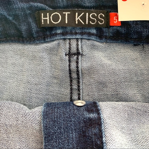 Hot Kiss Exposed Button Fly Fitted Mini Skirt Dark Faded Washed New Nwt Size 5 - Picture 5 of 15